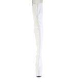 Patent 18 cm ADORE-3850 White overknee boots with laces
