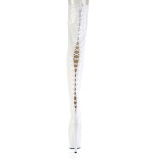 Patent 18 cm ADORE-3850 White overknee boots with laces