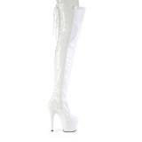 Patent 18 cm ADORE-3850 White overknee boots with laces