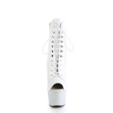Patent 18 cm BEJ-1021-7 Exotic platform peep toe ankle boots white