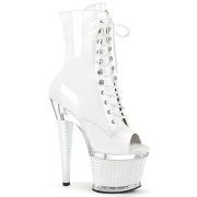 Patent 18 cm SPECTATOR-1021 Exotic platform peep toe ankle boots white