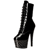 Patent 18 cm STARDUST-1020-7 womens ankle boots rhinestone platform