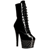 Patent 18 cm STARDUST-1020-7 womens ankle boots rhinestone platform