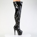 Patent 18 cm thigh high stretch overknee boots with wide calf
