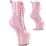 Patent 20 cm CRAZE-1040 Heelless platform pony ankle boots rose