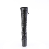 Patent 20 cm CRAZE-2023 Heelless platform pony knee boots black