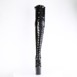 Patent 20 cm CRAZE-3023 Heelless platform overknee boots pony heels black