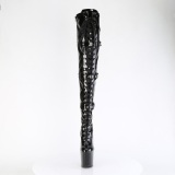 Patent 20 cm CRAZE-3028 Heelless platform overknee boots pony heels black