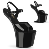 Patent 20 cm CRAZE-809 Heelless platform pony high heels shoes black