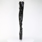 Patent 20 cm FLAMINGO-3850 Black overknee boots with laces