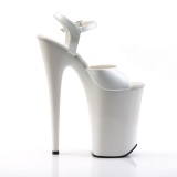 Patent 23 cm INFINITY-909 White extrem platform high heels shoes