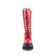 Patent boots 11,5 cm SHAKER-72 goth lace up platform boots red