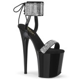 Patent rhinestone 20 cm FLAMINGO-870 pleaser high heels with ankle cuff