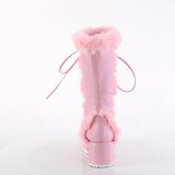 Pelz plateaustiefel 7 cm CUBBY-311 gothic schnrstiefel damen rosa