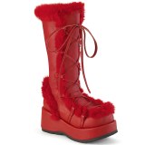 Pelz plateaustiefel 7 cm CUBBY-311 gothic schnrstiefel damen rote