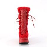 Pelz plateaustiefel 7 cm CUBBY-311 gothic schnrstiefel damen rote