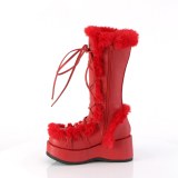 Pelz plateaustiefel 7 cm CUBBY-311 gothic schnrstiefel damen rote
