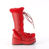Pelz plateaustiefel 7 cm CUBBY-311 gothic schnrstiefel damen rote