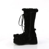 Pelz plateaustiefel 7 cm CUBBY-311 gothic schnrstiefel damen schwarz