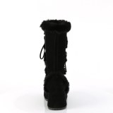 Pelz plateaustiefel 7 cm CUBBY-311 gothic schnrstiefel damen schwarz
