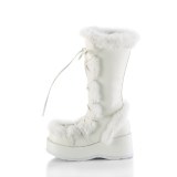 Pelz plateaustiefel 7 cm CUBBY-311 gothic schnrstiefel damen weisse