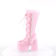 Pelz rosa blockabsatz 13 cm CAMEL-311 chunky plateaustiefel