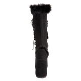 Pelz schwarze blockabsatz 13 cm CAMEL-311 chunky plateaustiefel