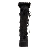 Pelz schwarze blockabsatz 13 cm CAMEL-311 chunky plateaustiefel