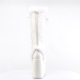 Pelz weisse blockabsatz 13 cm CAMEL-311 chunky plateaustiefel
