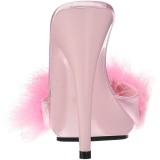 Pink 13 cm POISE-501F Marabou Feathers Mules Shoes