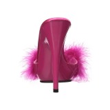 Pink 13 cm POISE-501F Marabou Feathers Mules Shoes