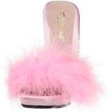 Pink 13 cm POISE-501F Mules Schuhe mit Marabou Federn - Plüsch
