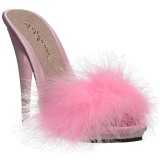 Pink 13 cm POISE-501F Mules Schuhe mit Marabou Federn - Plüsch