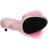 Pink 13 cm POISE-501F Mules Schuhe mit Marabou Federn - Plüsch