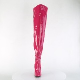 Pink 13 cm thigh high stretch overknee boots with wide calf for men