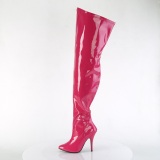 Pink 13 cm thigh high stretch overknee boots with wide calf for men