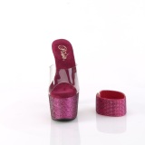 Pink 18 cm 712RS pleaser high heels mit knöchelmanschette strass plateau