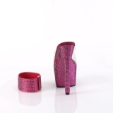 Pink 18 cm 712RS pleaser high heels mit knöchelmanschette strass plateau