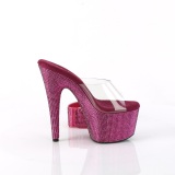 Pink 18 cm 712RS pleaser high heels mit knöchelmanschette strass plateau