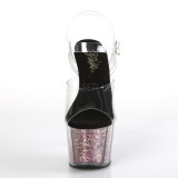 Pink 18 cm ADORE-708CG glitter plateau high heels