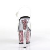 Pink 18 cm ADORE-708CG glitter plateau high heels