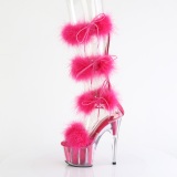 Pink 18 cm ADORE-728F exotic pole dance high heel sandals with feathers