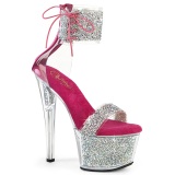 Pink 18 cm SKY-327RSI pleaser high heels mit strass knöchelmanschette