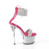 Pink 18 cm SKY-327RSI pleaser high heels mit strass knöchelmanschette