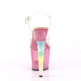 Pink 18 cm UNICORN-708T Acryl plateau high heels