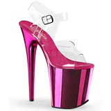 Pink 20 cm FLAMINGO-808 Chrome Plateau High Heels