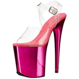 Pink 20 cm FLAMINGO-808 Chrome Plateau High Heels