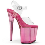 Pink 20 cm FLAMINGO-808T Acrylic Platform High Heeled Sandal