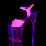 Pink 20 cm FLAMINGO-809UVT Neon Acrylic Platform High Heeled Sandal