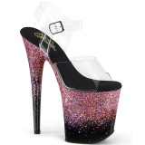 Pink 20 cm FLAMINGO glitter plateau high heels